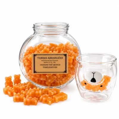 Oursons orangés au thé orange et pamplemousse dans un pot en verre – Terres Arrangées