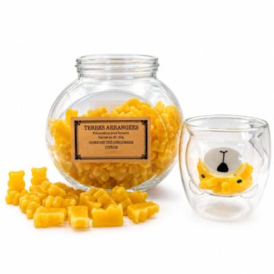 Oursons jaunes au thé gingembre et citron dans un pot en verre – Terres Arrangées